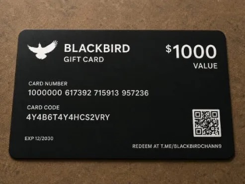 A Blackbird $1000 gift card — a free-marketing scam that no store or app will honor