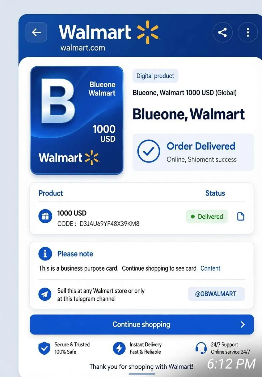 A Blueone gift card — a free-marketing scam that no store or app will honor