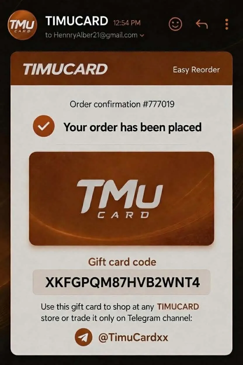 A Timucard gift card — a free-marketing scam that no store or app will honor